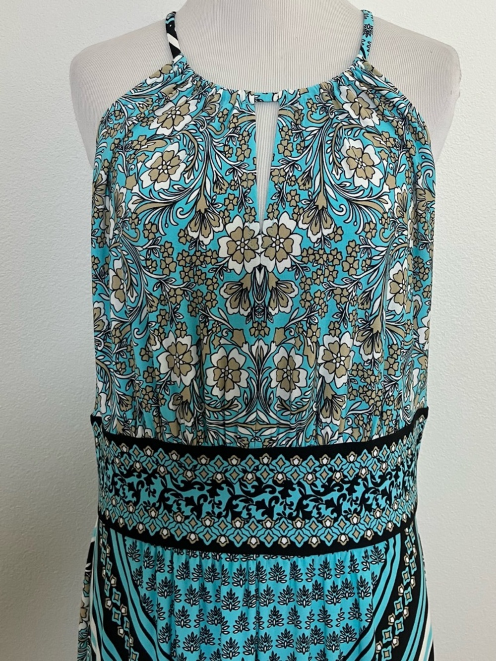 Turquoise Halter Maxi Dress - Picture 3 of 15